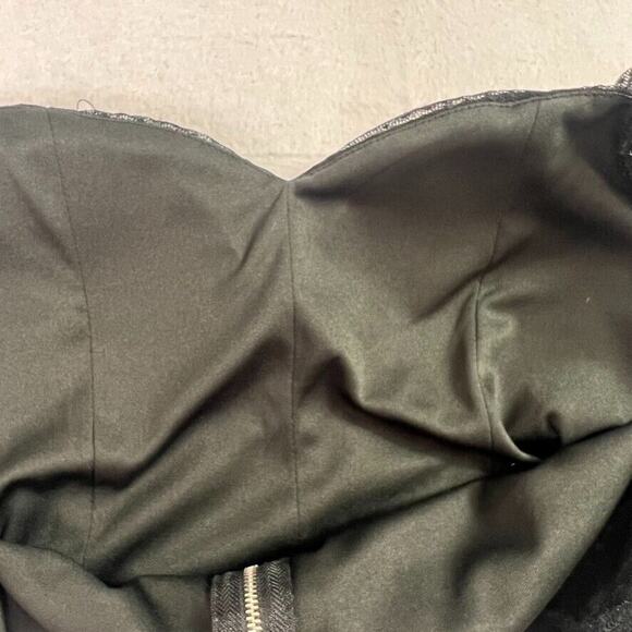 Chocolate USA Top Womens Medium Ruched Crop Sweetheart Neck Mesh Bell Sleeve - Picture 8 of 8